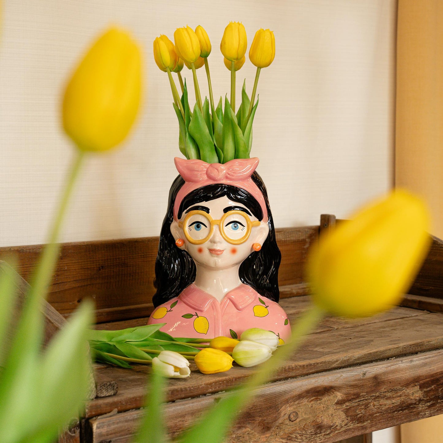 Tulpen boeket Geel - 10 stuks - Kunst tulpen - 42 cm
