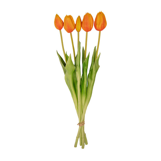 Tulpen boeket Oranje - 5 stuks - Kunst tulpen - 42 cm