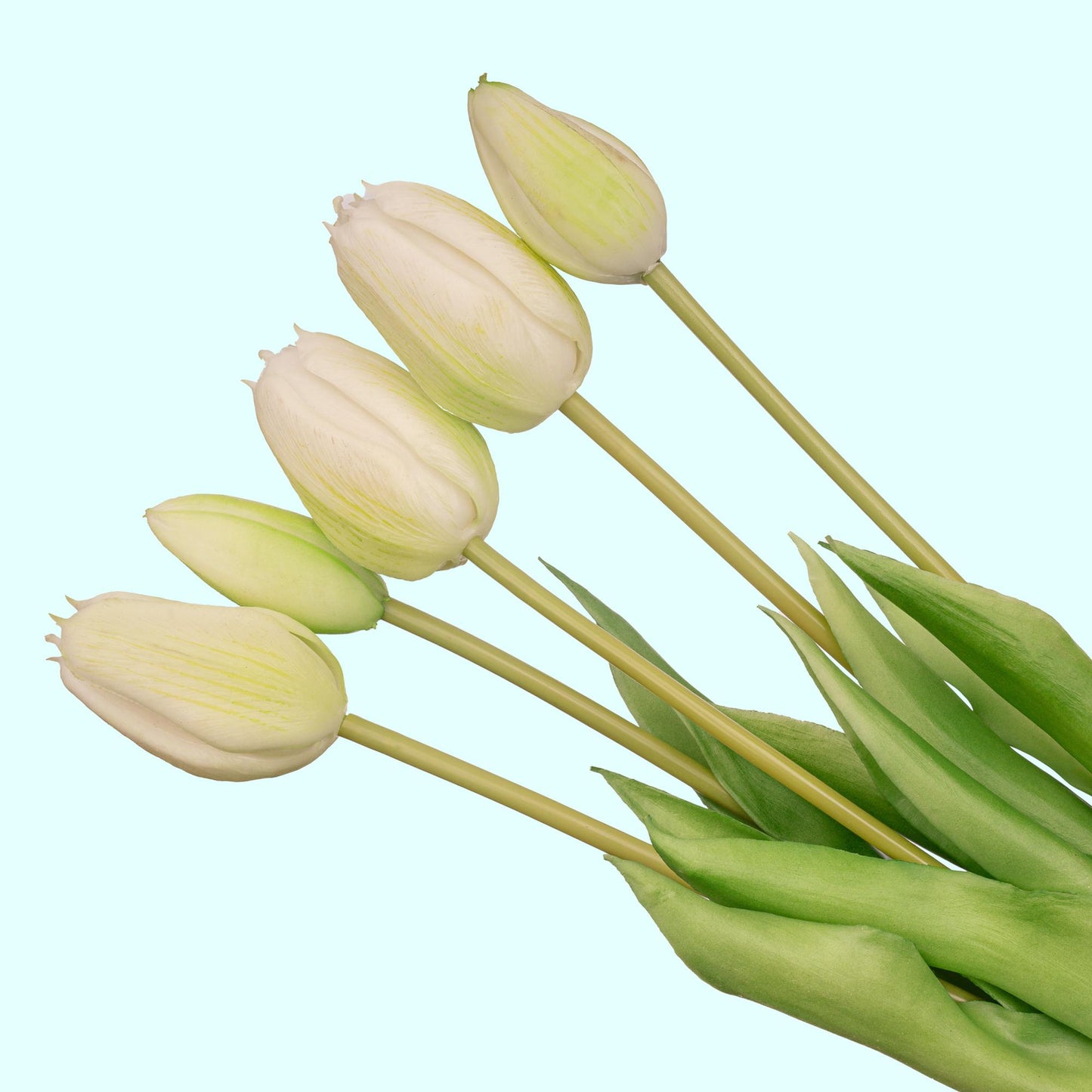 Tulpen boeket Wit/Groen - 10 stuks - Kunst tulpen - 42 cm