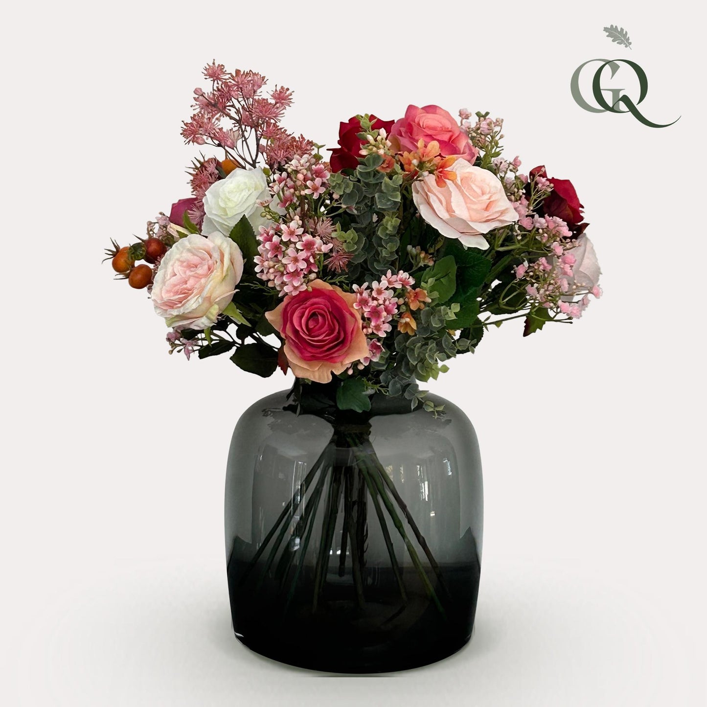 Kunstbloemen - Boeket - Flame Roses - 45 cm