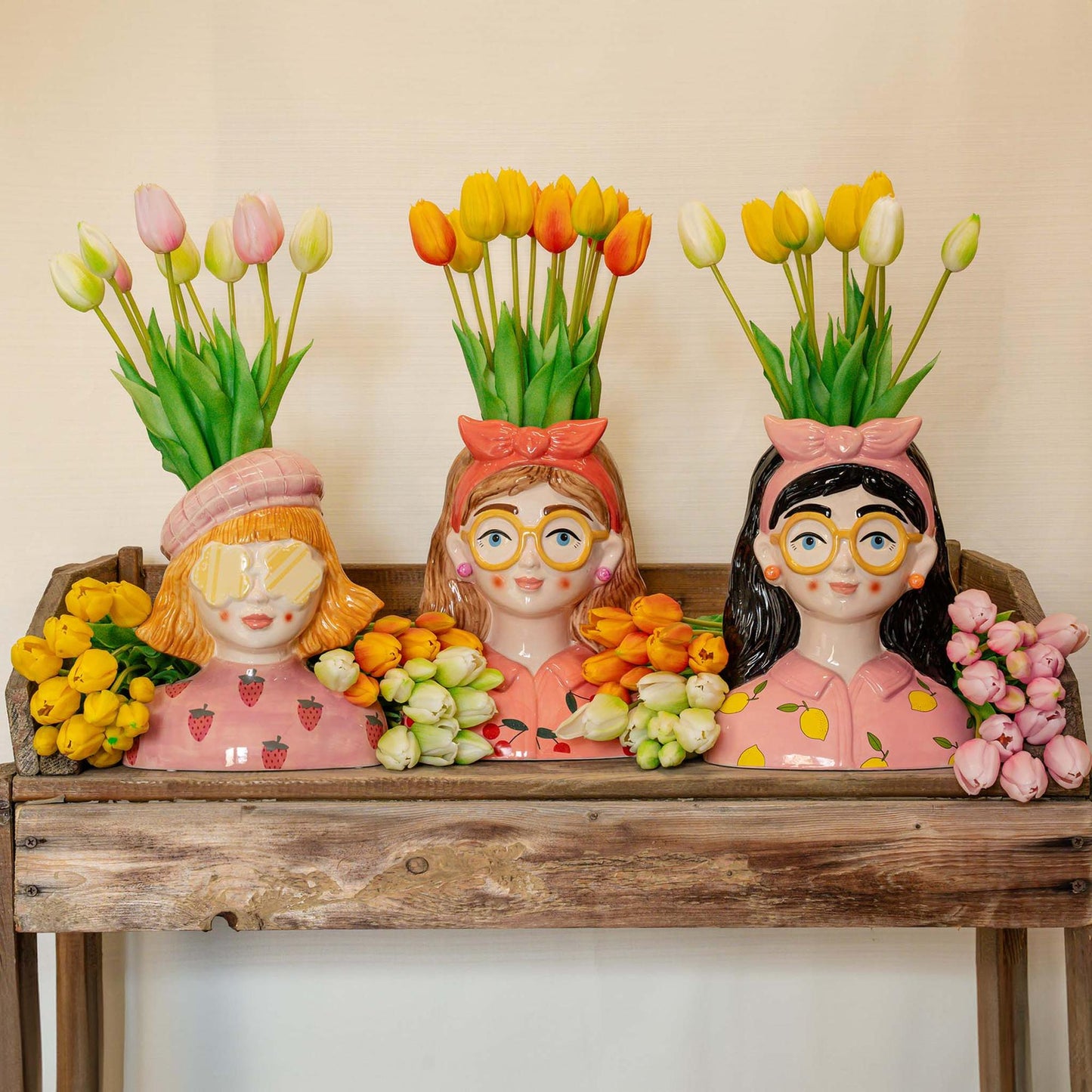 Tulpen boeket Geel - 5 stuks - Kunst tulpen - 42 cm