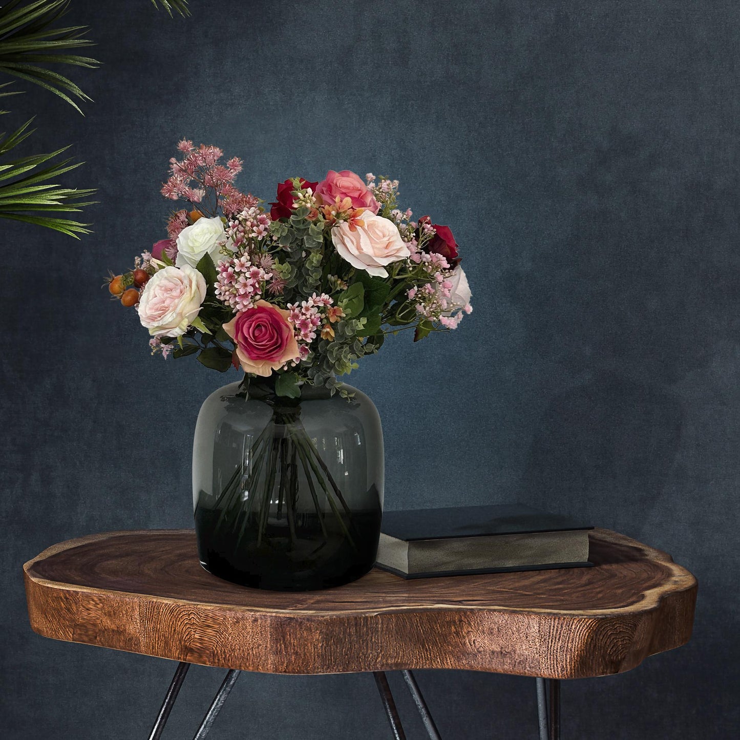 Kunstbloemen - Boeket - Flame Roses - 45 cm