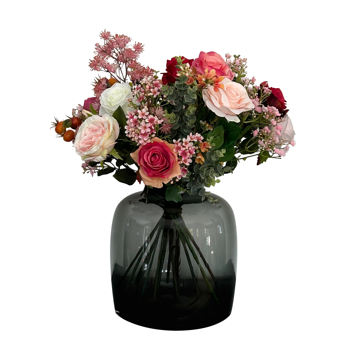 Kunstbloemen - Boeket - Flame Roses - 45 cm