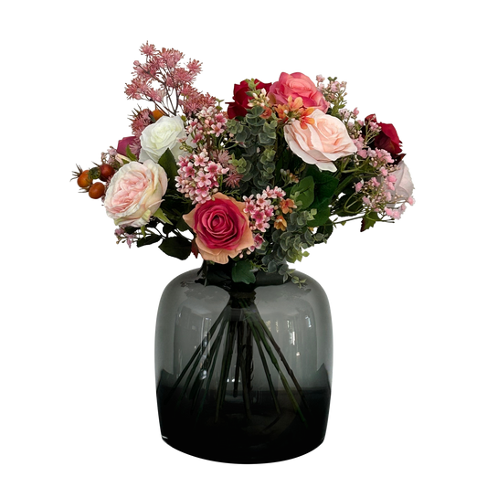 Kunstbloemen - Boeket - Flame Roses - 45 cm