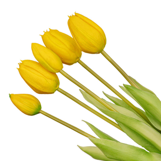 Tulpen boeket Geel - 5 stuks -  Kunst tulpen - 42 cm