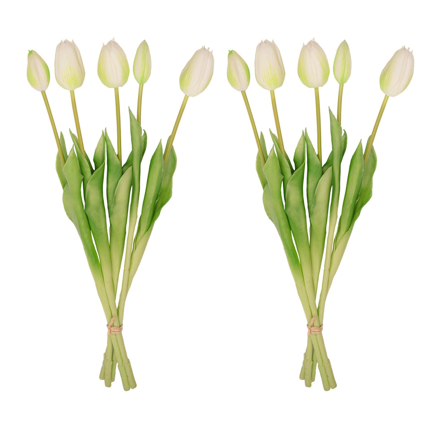 Tulpen boeket Wit/Groen - 10 stuks - Kunst tulpen - 42 cm