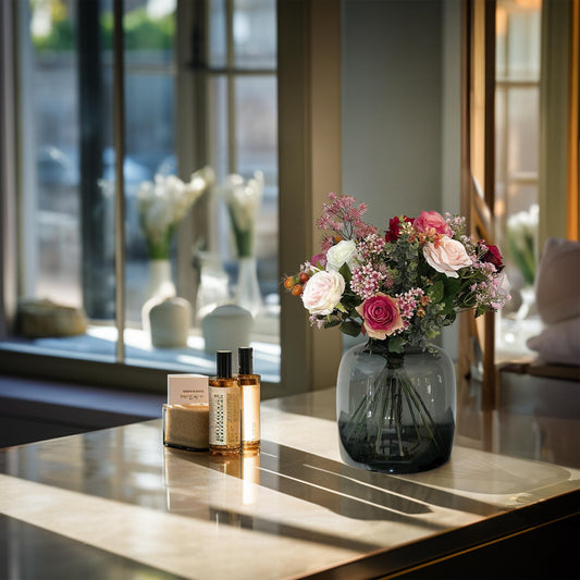 Kunstbloemen - Boeket - Flame Roses - 45 cm