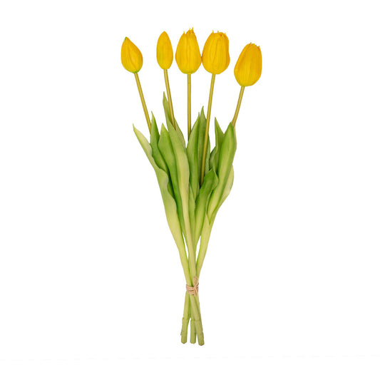 Tulpen boeket Geel - 5 stuks -  Kunst tulpen - 42 cm