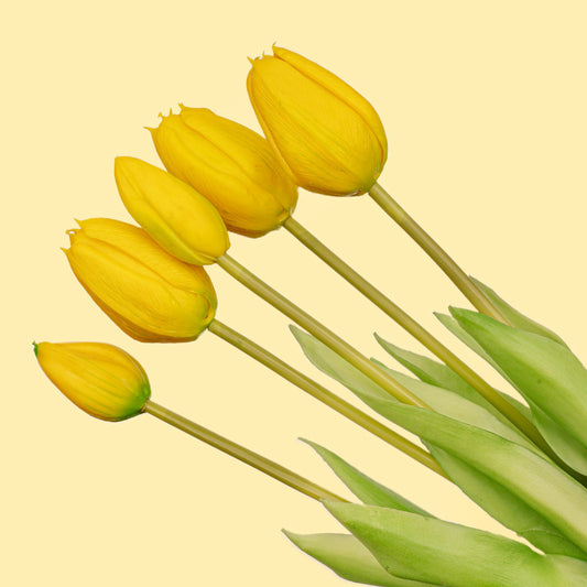 Tulpen boeket Geel - 10 stuks - Kunst tulpen - 42 cm