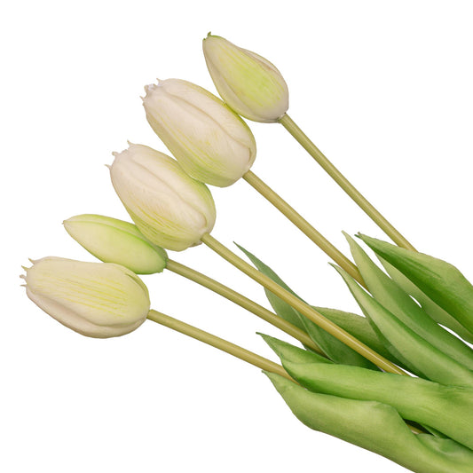 Tulpen boeket Wit/Groen - 10 stuks - Kunst tulpen - 42 cm