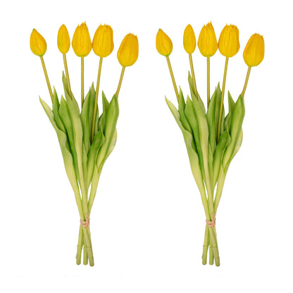 Tulpen boeket Geel - 10 stuks - Kunst tulpen - 42 cm