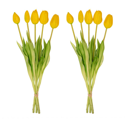 Tulpen boeket Geel - 10 stuks - Kunst tulpen - 42 cm
