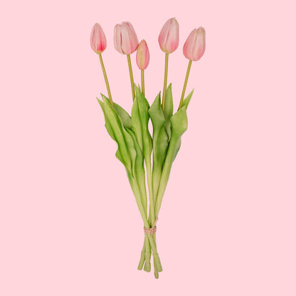 Tulpen boeket Roze - 5 stuks - Kunst tulpen - 42 cm
