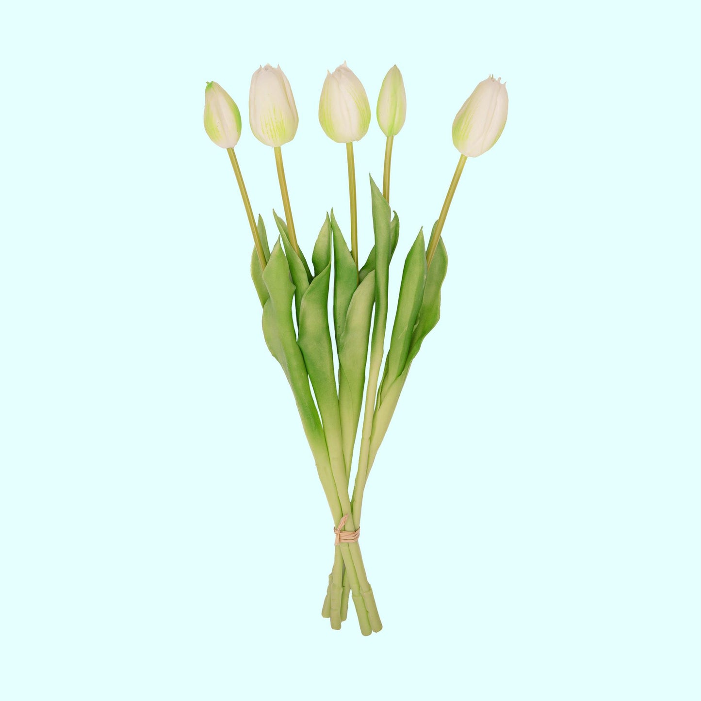 Tulpen boeket Wit/Groen - 10 stuks - Kunst tulpen - 42 cm